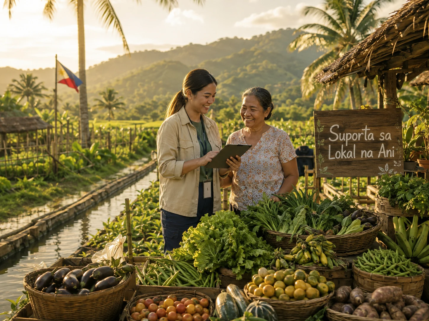 Filipino local farm marketplace with fresh produce and growers