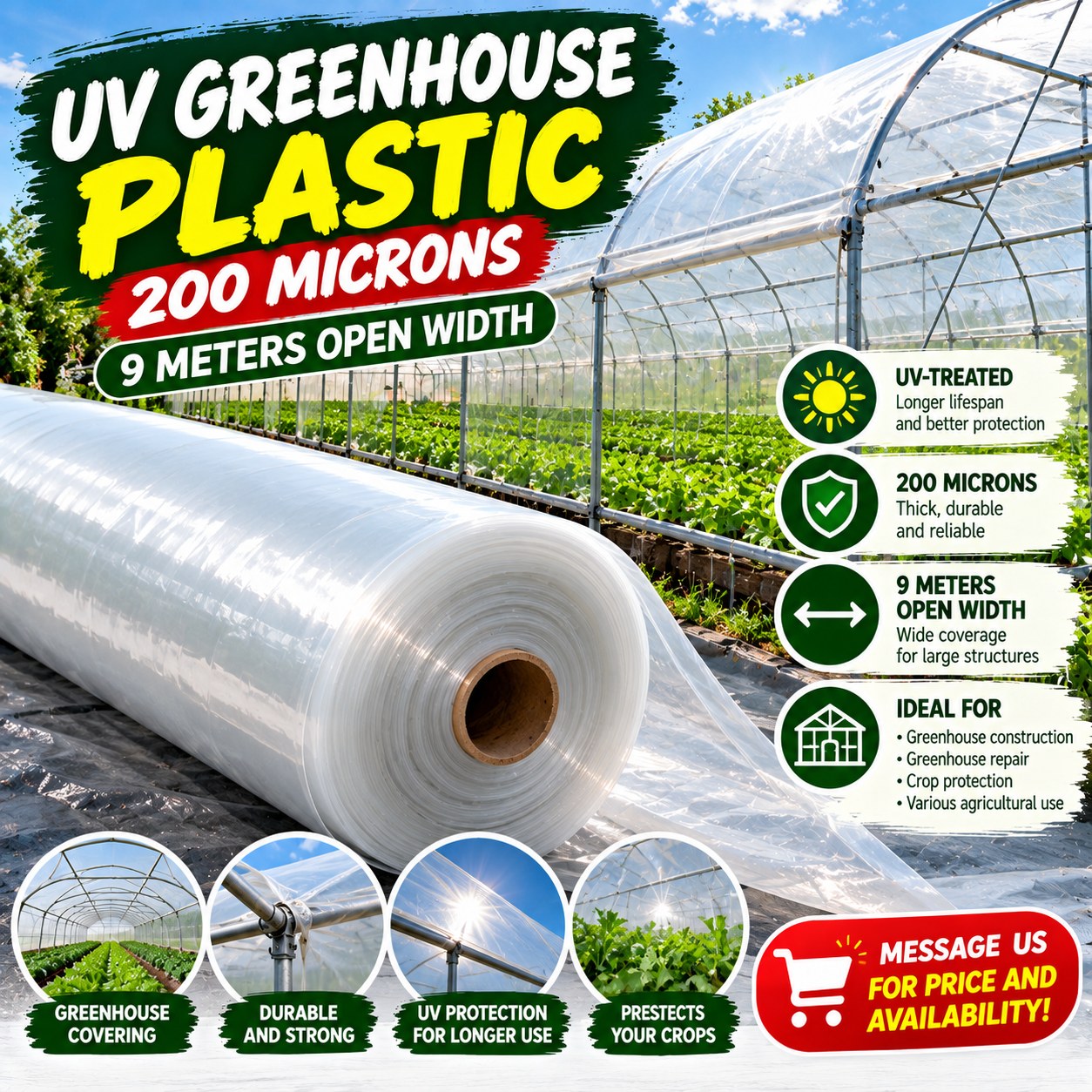 Uv plastic 200 microns 9m  open width